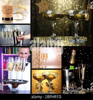 Collage di champagne Foto Stock