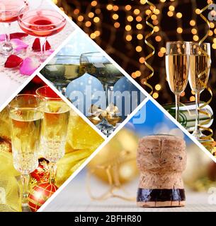 Collage di champagne Foto Stock