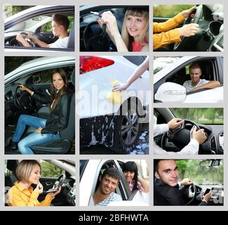 Collage di guida dell'automobile Foto Stock