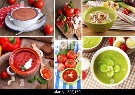 Collage di minestre di verdure Foto Stock