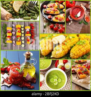 Collage di piatti vegetali Foto Stock