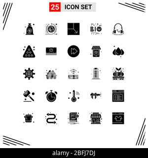 Set di 25 icone moderne dell'interfaccia utente simboli segni per vivavoce, musica, vista, cuffie, elementi di design vettoriale per la natura Illustrazione Vettoriale