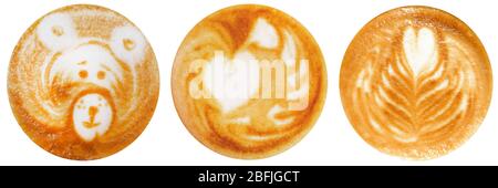 Collage di arte del latte del caffè Foto Stock