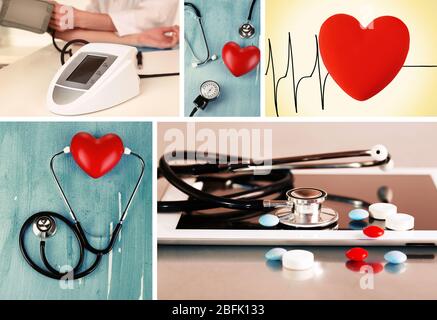 Collage di immagini mediche. Concetto cardiologico Foto Stock