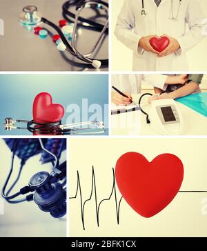 Collage di immagini mediche. Concetto cardiologico Foto Stock