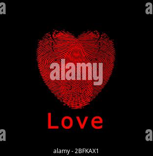 Impronta digitale cuore Foto Stock