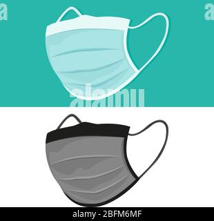 Medical face mask flat icons. Surgical mask vector illustration Illustrazione Vettoriale