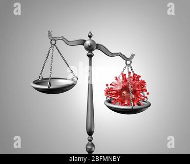 Legge pandemica o quarantena di coronavirus legislazione e giustizia sanitaria concetto per covid-19 le leggi di allontanamento e gli aiuti finanziari. Foto Stock