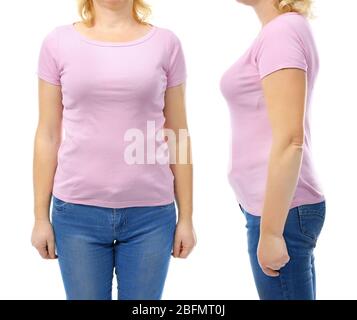 Corpo femminile sottile e grasso Foto Stock