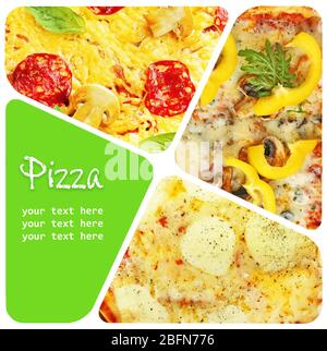 Pizza diversa primo piano in collage Foto Stock