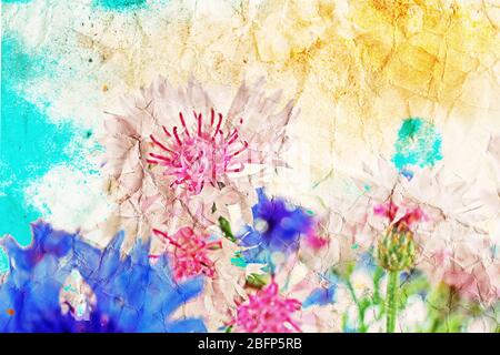 Fiori bellissimi. Sfondo acquerello. Foto Stock