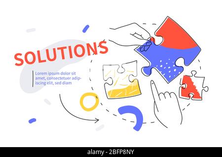 Soluzioni - banner Web colorato stile design Illustrazione Vettoriale