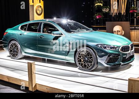 Bruxelles, Belgio, 2020 gennaio BMW Serie 8 M850i xDrive, Salone di Bruxelles, 2a generazione, G16, anno modello 2020, 8-class quattro porte Gran Coupé BMW auto Foto Stock