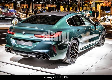 Bruxelles, Belgio, 2020 gennaio BMW Serie 8 M850i xDrive, Salone di Bruxelles, 2a generazione, G16, anno modello 2020, 8-class quattro porte Gran Coupé BMW auto Foto Stock