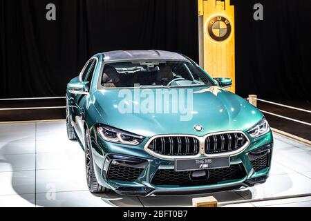 Bruxelles, Belgio, 2020 gennaio BMW Serie 8 M850i xDrive, Salone di Bruxelles, 2a generazione, G16, anno modello 2020, 8-class quattro porte Gran Coupé BMW auto Foto Stock