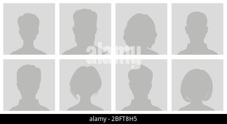 Icona del profilo avatar predefinito. Segnaposto grigio. Uomo e donna Illustrazione Vettoriale