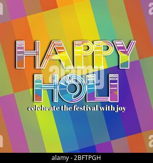Colorato disegno astratto Holi testo art poster. Biglietto di auguri tradizionale indiano festival, banner, modello di design. Foto Stock