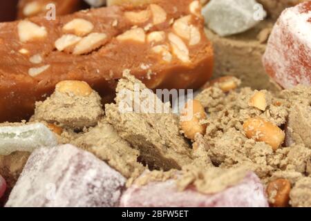 dolci orientali - da vicino sorbetto, halva e delizia turca Foto Stock