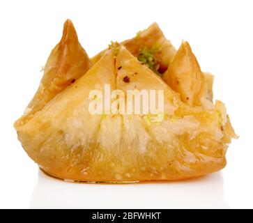 Dolce baklava isolato su bianco Foto Stock