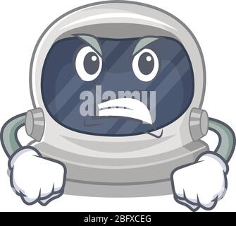 Concetto di design mascotte di casco astronauta con faccia arrabbiata Illustrazione Vettoriale