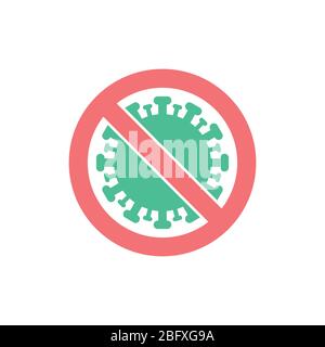 segni di arresto del virus, icone di pericolo del virus, segno di divieto del virus, icona di lotta contro il virus, vettore di pericolo del virus, disegno piatto su sfondo bianco. Illustrazione Vettoriale