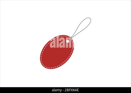 Etichetta prezzo rossa. Illustrazione vettoriale. Tag di sconto realistico, isolato. Illustrazione Vettoriale