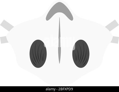 Un grafico di un respiratore utilizzato in cantieri edili o in ospedali. La maschera protegge tutti i virus, i batteri e gli inquinanti. Illustrazione Vettoriale