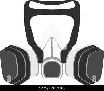 Un grafico di un respiratore utilizzato in cantieri edili o in ospedali. La maschera protegge tutti i virus, i batteri e gli inquinanti. Illustrazione Vettoriale