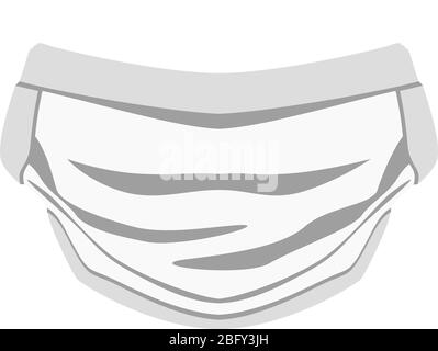 Un grafico di un respiratore utilizzato in cantieri edili o in ospedali. La maschera protegge tutti i virus, i batteri e gli inquinanti. Illustrazione Vettoriale