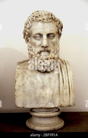 Ritratto di Aeschines (389-314 a.C.), oratore e politico. Copia romana (23 a.C.-d.C. 14) di un originale greco. Marmo. Museo di Napoli. Foto Stock