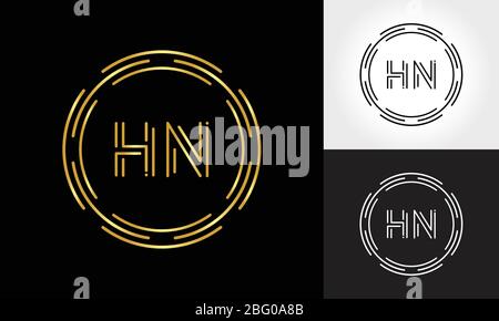 Modello vettore di design con logo HN. Illustrazione iniziale del vettore HN della lettera circolare Illustrazione Vettoriale