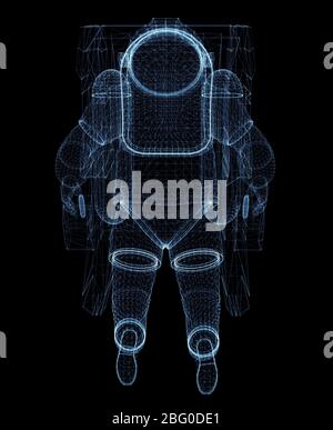 Astronauta composto da linee luminose e punti Foto Stock