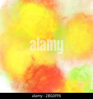 Sfumatura rosso giallo arancione verde astratto sfondo con macchie di vernice sfondo. Effetto nebulosa, macchie acquerello per design e decoro Foto Stock