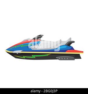 Icona moderna Jet Ski isolata su sfondo bianco. Trasporto dell'acqua. Design piatto Foto Stock