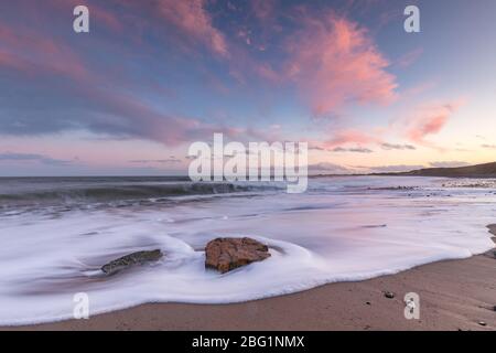 Tramonto a Ballytrent Beach Wexford Irlanda Foto Stock