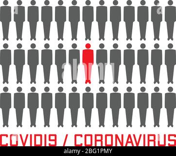Vettore semplice illustrazione di un uomo infetto in una folla, isolato su sfondo bianco Illustrazione Vettoriale