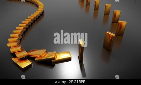 concetto di allontanamento sociale con pezzi domino, ha fermato la reazione a catena, misure di prevenzione contro la pandemia coronavirus Foto Stock