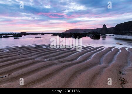 La notte a Carnivan Beach Wexford Ireland Foto Stock