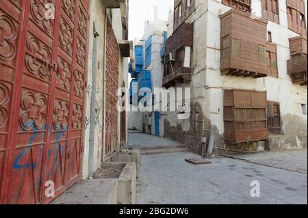 Al-Balad, la zona storica di Jeddah, Arabia Saudita. Foto Stock