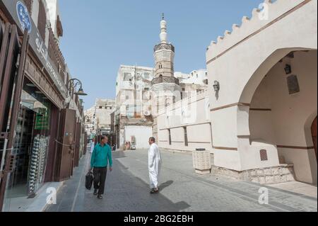 Al-Balad, la zona storica di Jeddah, Arabia Saudita. Streetscene Foto Stock