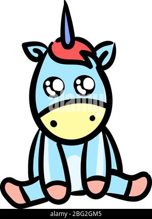 Carino unicorno, illustrazione, vettore su sfondo bianco Illustrazione Vettoriale