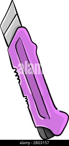Coltello per cancelleria rosa, illustrazione, vettore su sfondo bianco Illustrazione Vettoriale