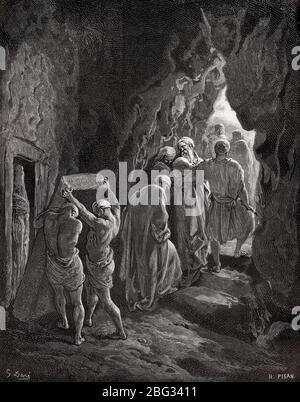 Sepoltura di Sarah a Machpelah, taglio di legno di Gustave Doré Foto Stock