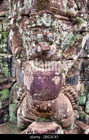 Bassorilievo a Prasat Bayon, Angkor Thom, Siem Reap, Cambogia, Foto Stock