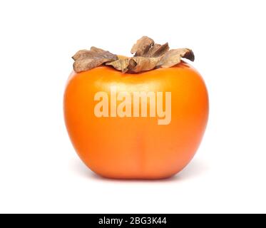 Frutta di persimmon isolata su sfondo bianco. Persimmon fresco e arancione. Foto Stock