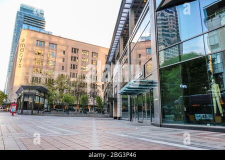 Strada vuota nel centro di Seattle a causa di Coronavirus Stay at Home Order Foto Stock