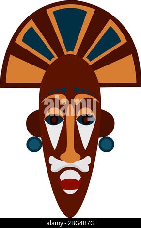 Maschera africana grande, illustrazione, vettore su sfondo bianco Illustrazione Vettoriale