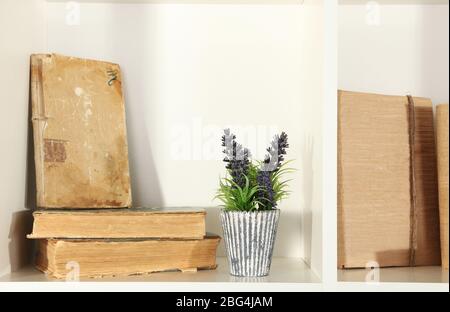 Bellissimo libro su scaffale bianco Foto Stock