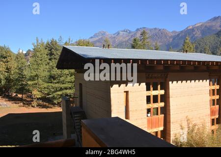 Il lussuoso Aman Paro Lodge è stato progettato da Kerry Hill. Foto Stock