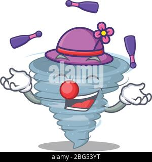 Un attraente tornado cartoon stile di gioco juggling Illustrazione Vettoriale